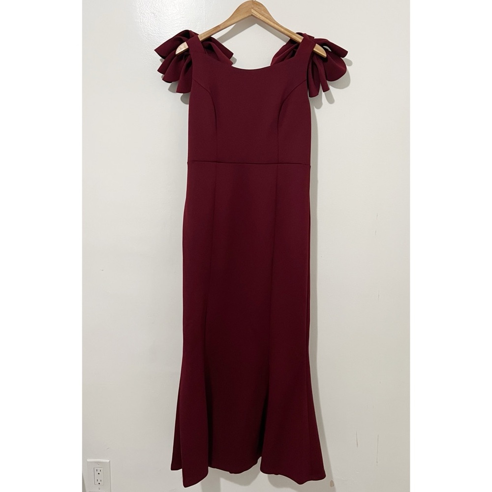 John Meyer Burgundy Wine Bow Maxi Dress Size 8